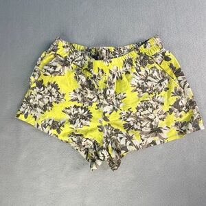 J. Crew Board Shorts Womens Medium Yellow Gray Floral Linen Cotton Blend Vacay
